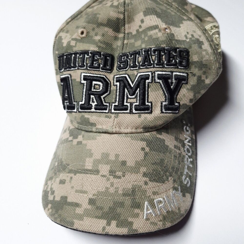 US Army Strong Hat Cap Digital Camo UCP Military Embroidered NWOT Hook Loop NWOT